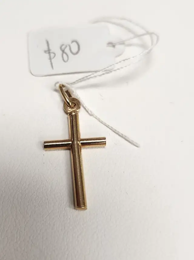 10k Gold Pendants: Crosses, Diamond, Ruby, Aquamarine, Amethyst - Photo 3