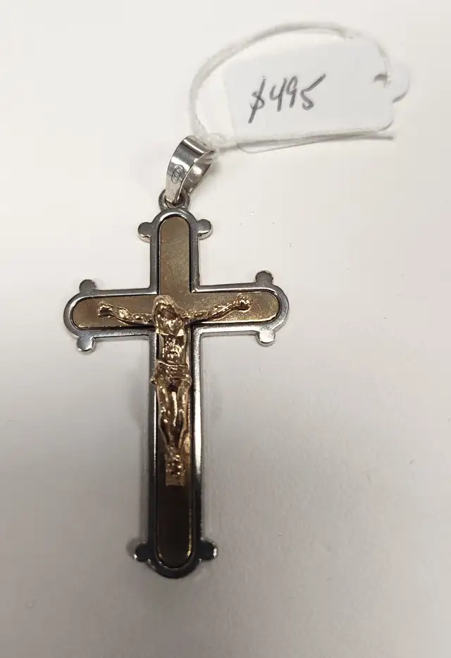 10k Gold Pendants: Crosses, Diamond, Ruby, Aquamarine, Amethyst - Photo 9