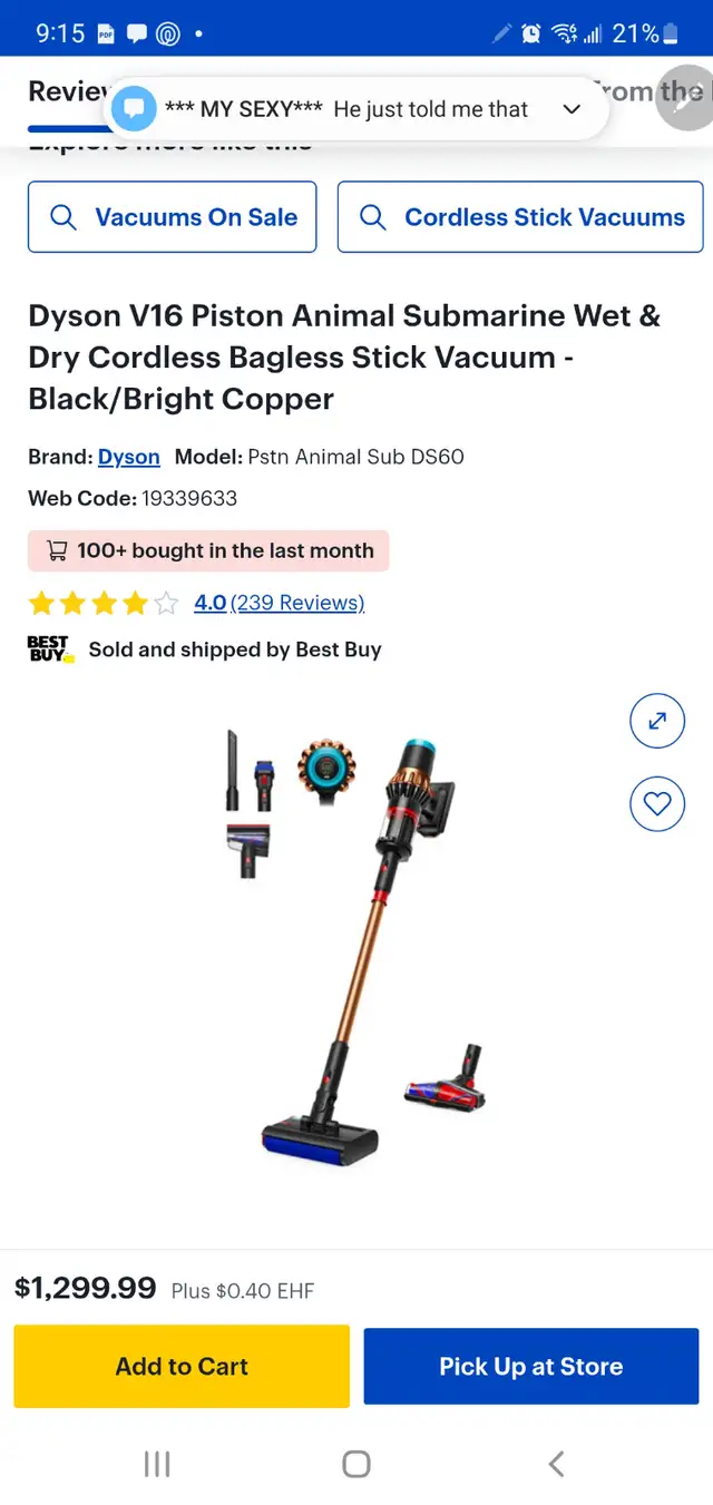 Dyson V16 Piston Animal Submarine Wet & Dry Cordless Bagless - Photo 2