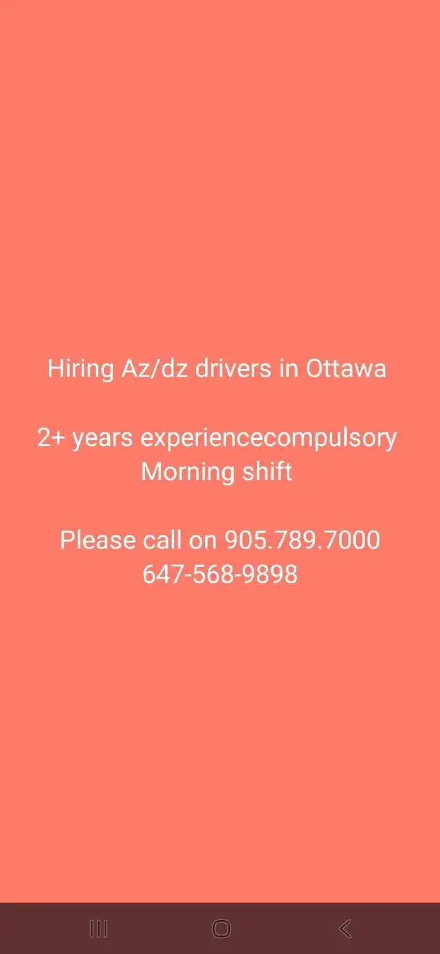 Hiring DZ driver in Ottawa