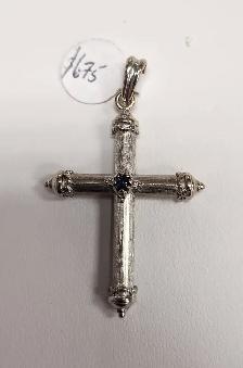 18k Gold Pendants: Cross, Sapphire, Diamonds