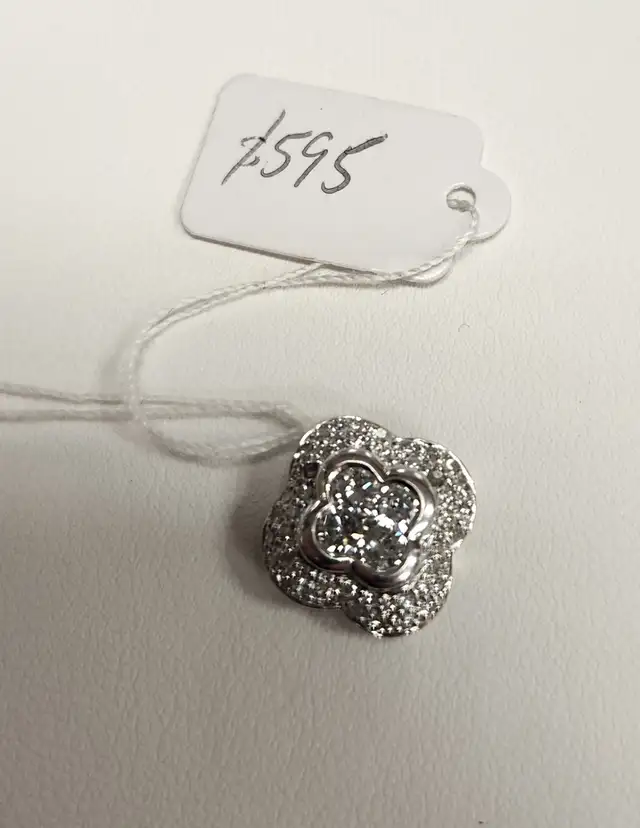 18k Gold Pendants: Cross, Sapphire, Diamonds - Photo 3