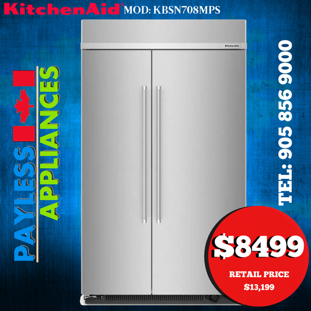 Kitchenaid KBSN708MPS 48' Side by Side built in Refrigerator