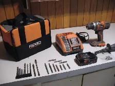 Complete RIDGID 18 Volt Drill Package with Accessories