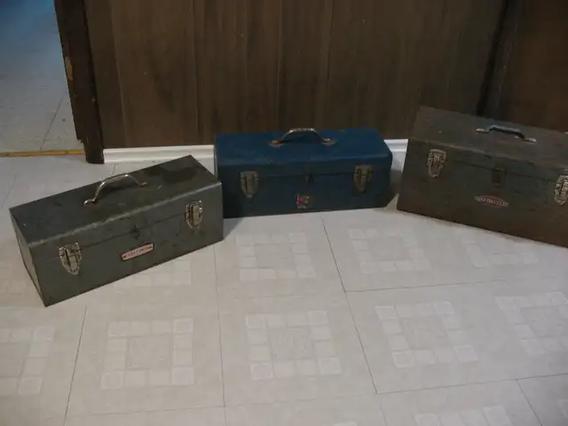 3 Metal Vintage Toolboxes
