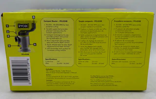 NEW/UNOPENED Ryobi 18v Compact Router (Model: PCL42413 ) - Photo 5