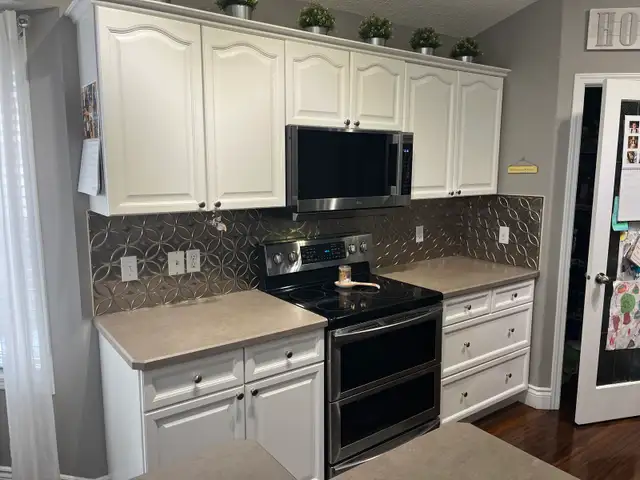 Kitchen cabinets and island