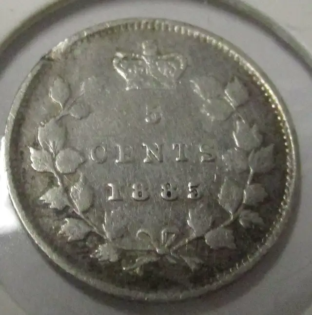 1885 (LARGE 5) CANADA VICTORIAN SILVER FIVE CENT
