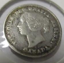 1885 (LARGE 5) CANADA VICTORIAN SILVER FIVE CENT - Photo 2