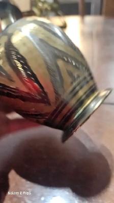 Vase en laiton avec motif pain a la main - Photo 7