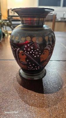 Vase en laiton avec motif pain a la main - Photo 8