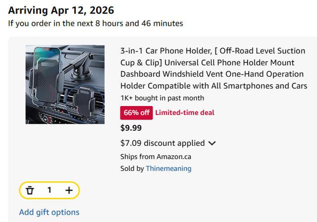 (New)3-in-1 Car Phone Holder, ( Off-Road Level Suction Cup & Cli - Photo 2