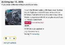 (New)3-in-1 Car Phone Holder, ( Off-Road Level Suction Cup & Cli - Photo 2