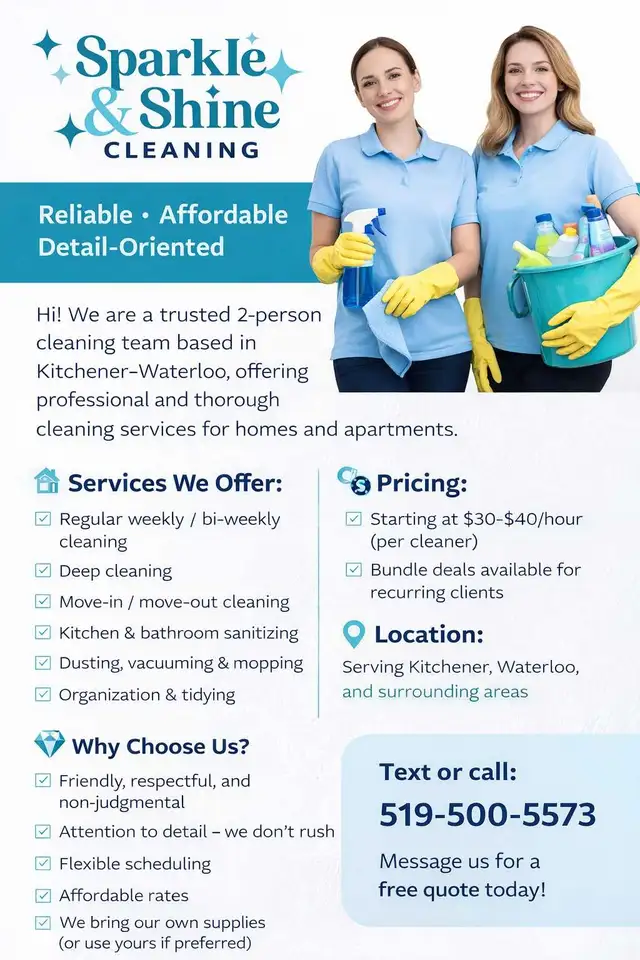 ✨ Sparkle & Shine Cleaning ✨Reliable • Affordable