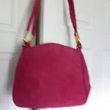 SAC À MAIN NEUF SUÈDE ROSE DÉCO GOLD 11'x11' BANDOULIÈRE: $20.00