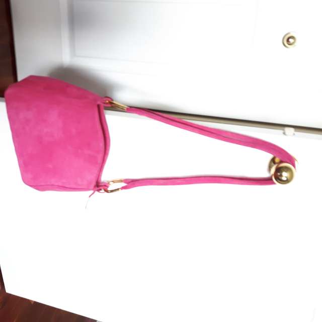 SAC À MAIN NEUF SUÈDE ROSE DÉCO GOLD 11'x11' BANDOULIÈRE: $20.00 - Photo 3