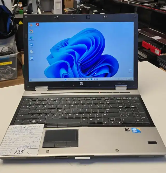 Laptop HP EliteBook 8540p i5-M520 8Go Ram SSD 128Go DVD 15,6po