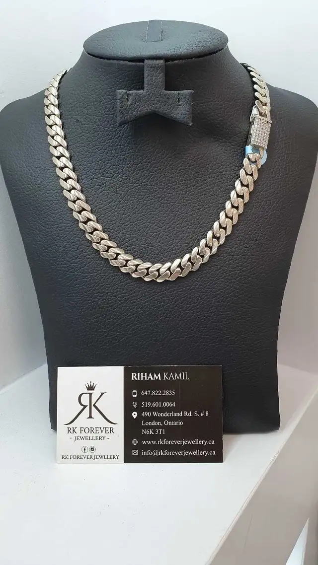 10k white gold chain with diamonds #379_1