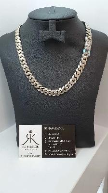 10k white gold chain with diamonds #379_1