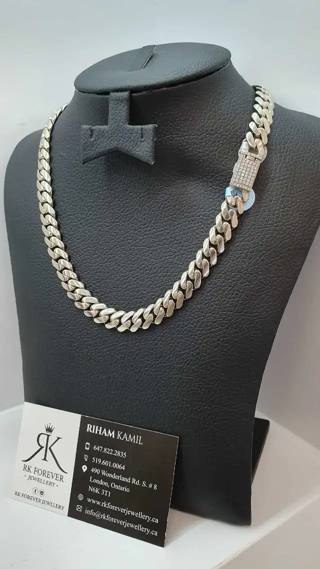 10k white gold chain with diamonds #379_1 - Photo 2