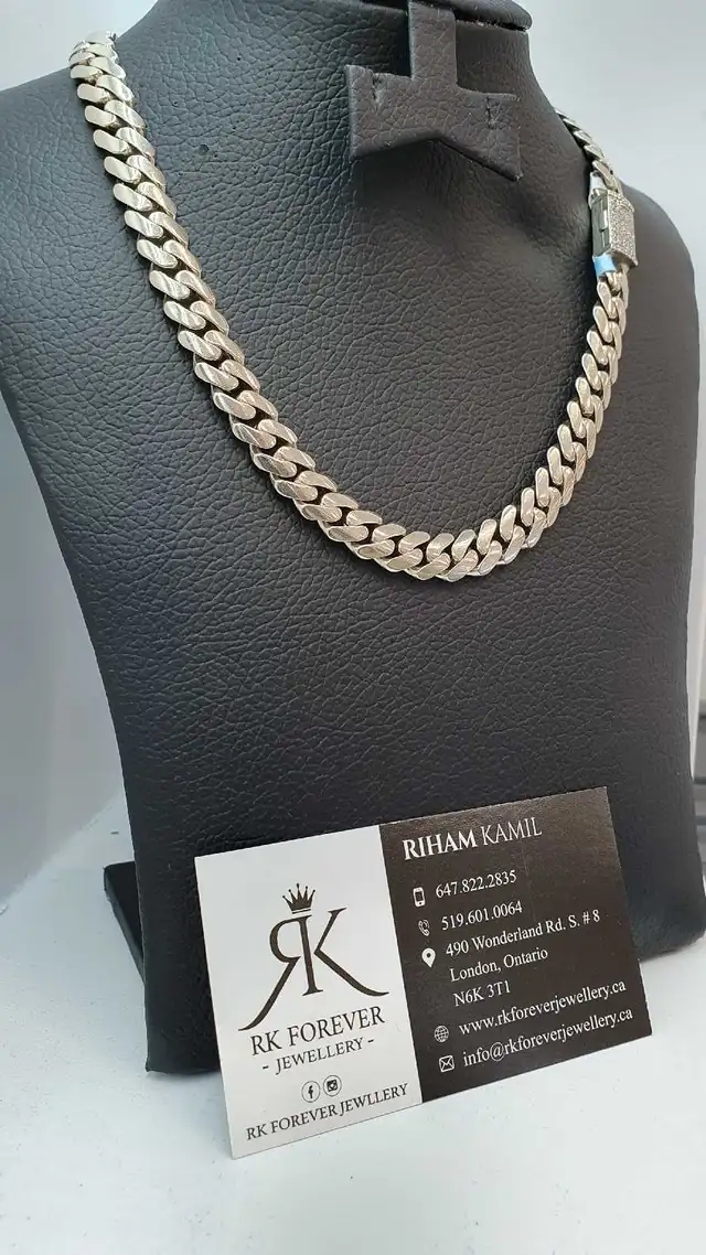 10k white gold chain with diamonds #379_1 - Photo 3