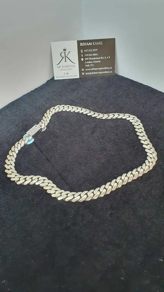 10k white gold chain with diamonds #379_1 - Photo 4
