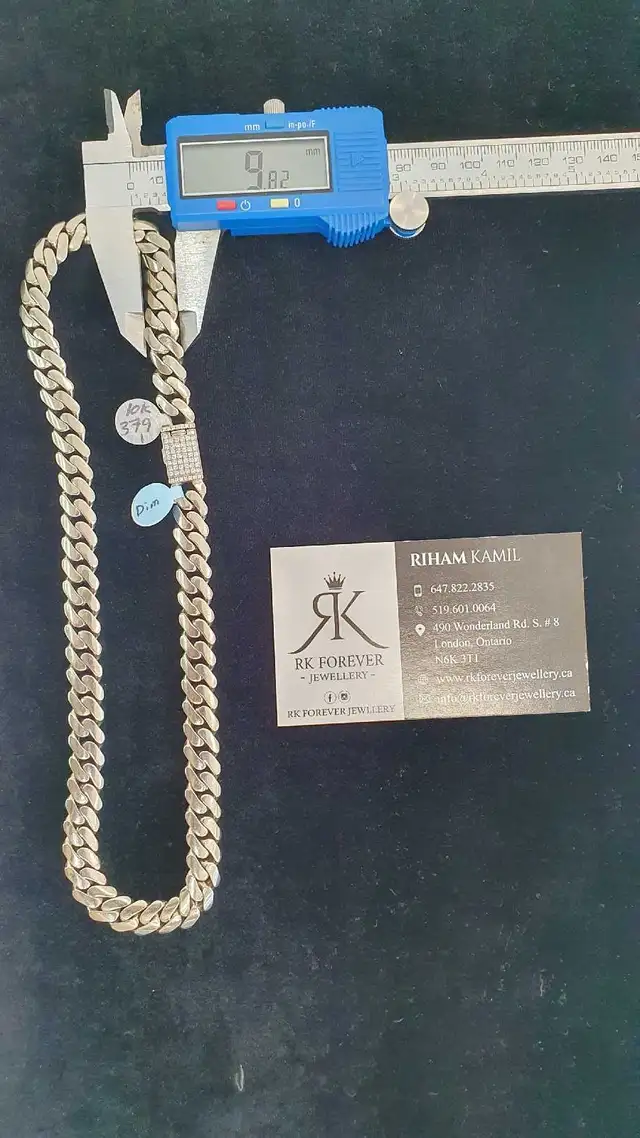 10k white gold chain with diamonds #379_1 - Photo 7