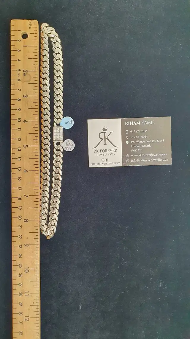 10k white gold chain with diamonds #379_1 - Photo 8