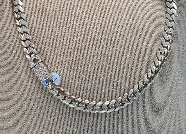 10k white gold chain with diamonds #379_1 - Photo 9