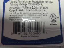 TRANSFO PRI=120/208/240V, SEC=2.5/8/12/16/24V 48VA NEUF T45 - Photo 2