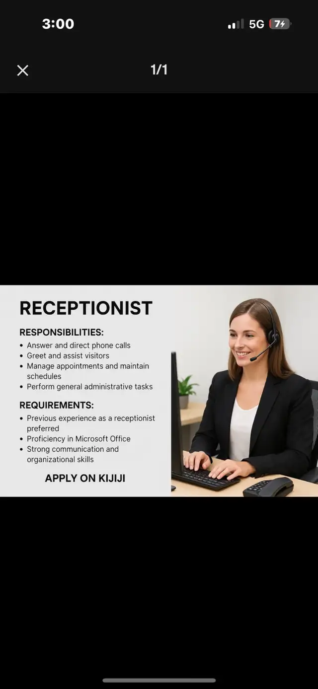 Hiring Receptionist