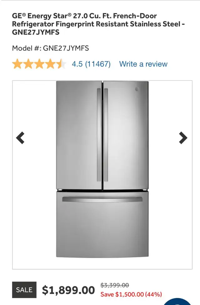 GE 27 Cu Ft Family Size Fridge – Energy Star   Modern Design - Photo 2