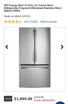 GE 27 Cu Ft Family Size Fridge – Energy Star   Modern Design - Photo 2