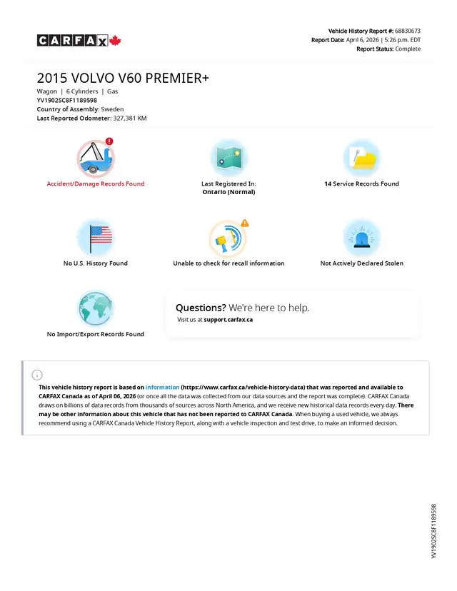 2015 Volvo V60 T6 Premier Plus, AWD, 3.0l 6cyl - Photo 2