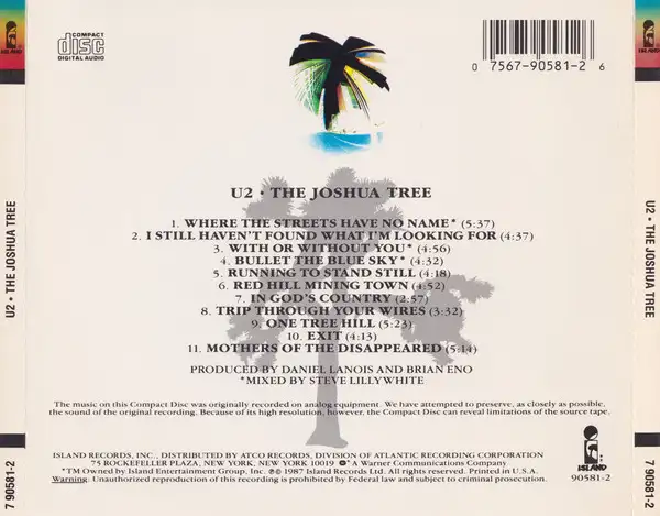 U2 Joshua Tree CD - Photo 2