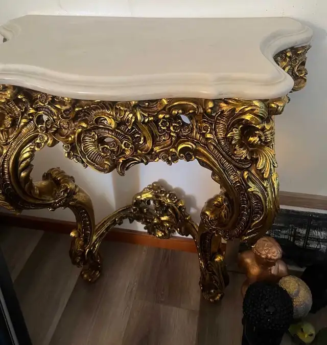 Scandinavian Wall Table Gold Gilded