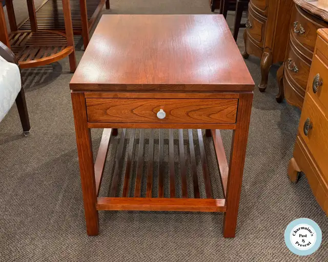 Solid Cherry Stickley Side Table with Drawer at Charmaine's