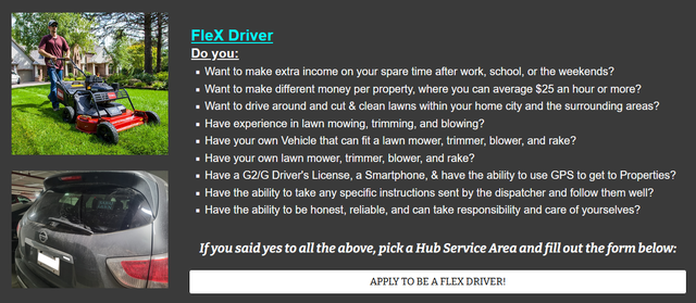 Want a PT cash job driving and mowing grass? Be a FleX Driver!