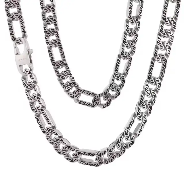 New Men's 10mm 22'' 99g Vintage Figaro Chain 316L Stai