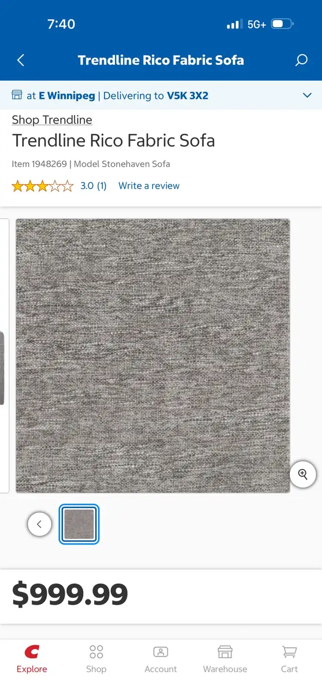 Grey fabric sofa - Photo 4