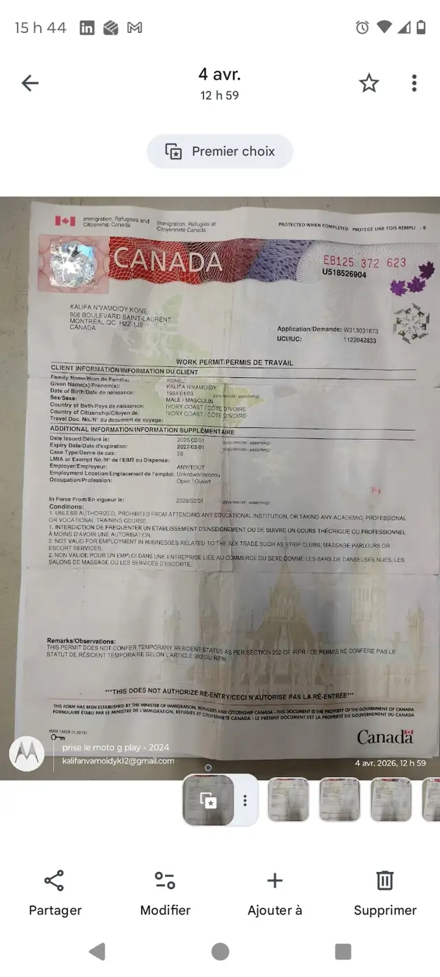 spécial polyvalent légales permis four work Ottawa Canad - Photo 2