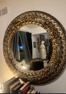 Large 3-D Gold Gilded n Copper Mirror