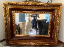 Gold Gilded n Inlay Cherrywood 5' Mirror Italian