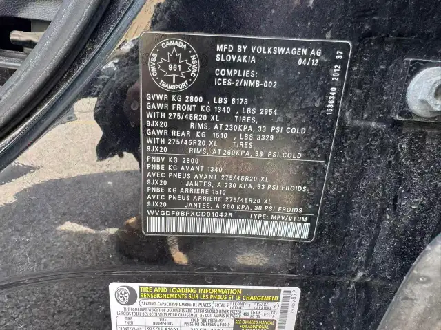 2012 Volkswagen Touareg 4dr V6 Comfortline - Photo 12