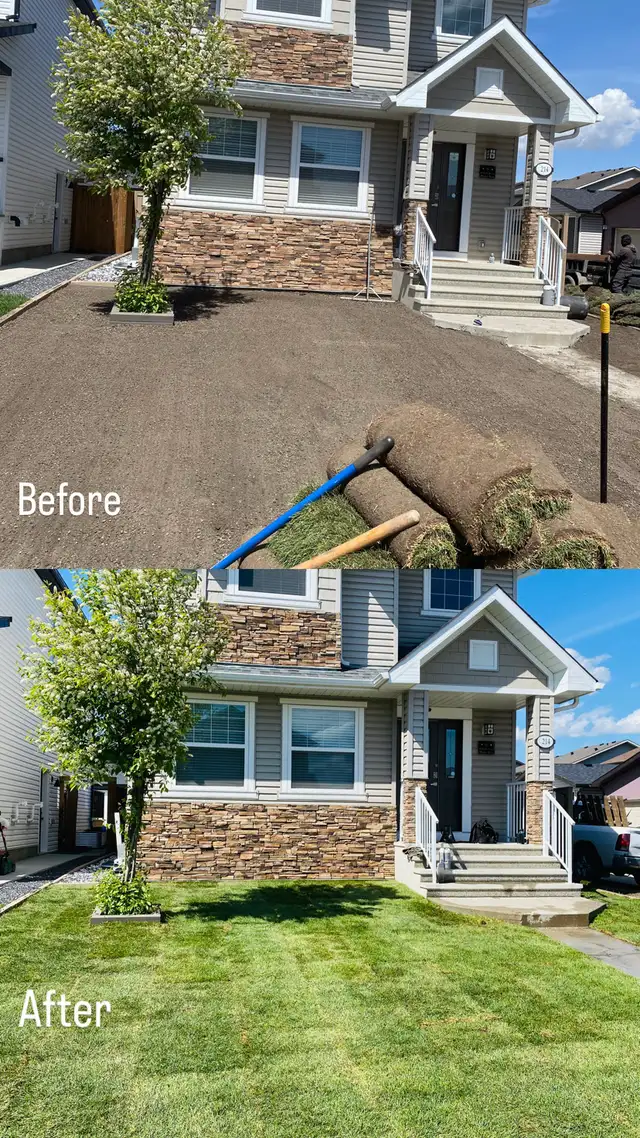 sod fence deck rocks junk removal landscaping
