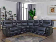Brand New 5-Seater Sectional Power Recliner In Gel Leather