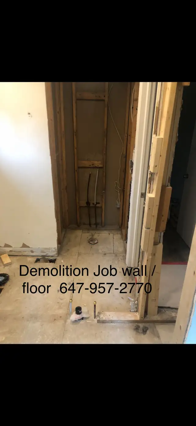 Demolition Job wall/ floor pre-renovation & Junk Removal 647-957