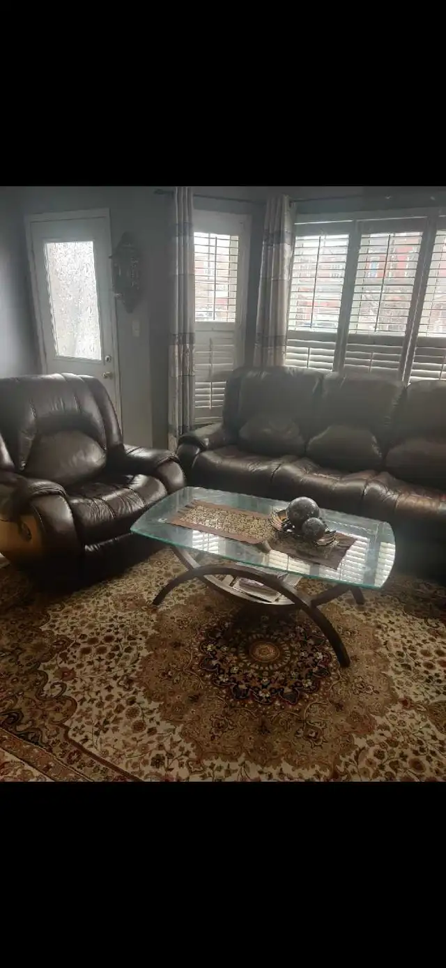 Faux Leather Sofa Set with Glass Coffee Table BRAMPTON ONTARIO - Photo 2