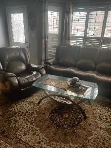 Faux Leather Sofa Set with Glass Coffee Table BRAMPTON ONTARIO - Photo 3