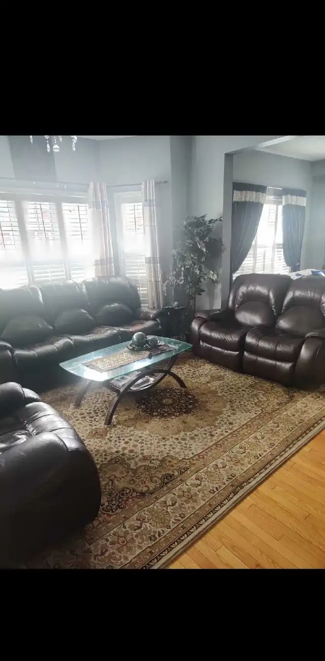 Faux Leather Sofa Set with Glass Coffee Table BRAMPTON ONTARIO - Photo 5